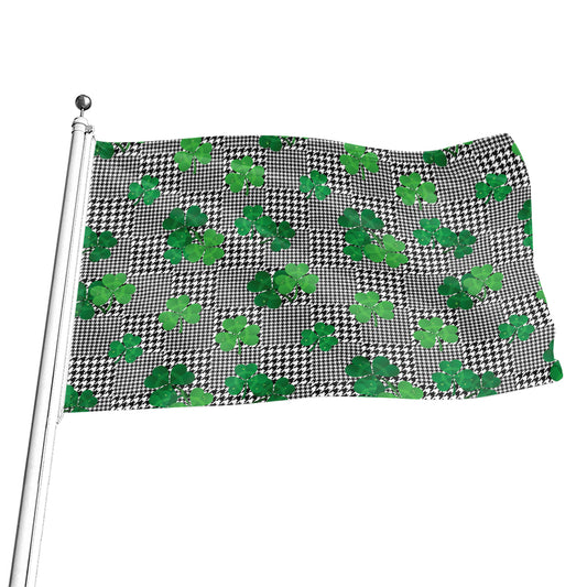 Shamrocks Houndstooth Pattern Print Flag