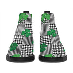 Shamrocks Houndstooth Pattern Print Flat Ankle Boots