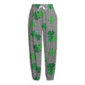 Shamrocks Houndstooth Pattern Print Fleece Lined Knit Pants