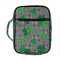 Shamrocks Houndstooth Pattern Print Front Pocket Bible Bag