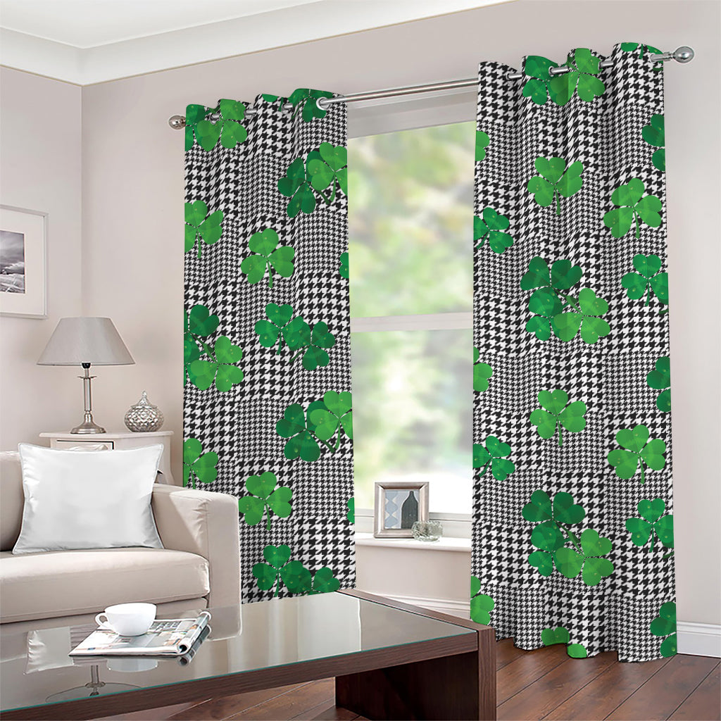 Shamrocks Houndstooth Pattern Print Grommet Curtains