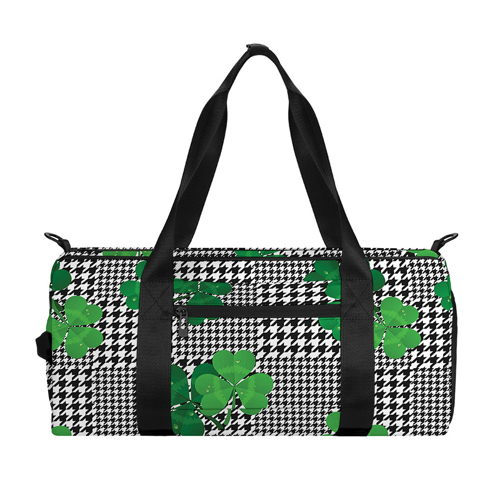 Shamrocks Houndstooth Pattern Print Gym Bag
