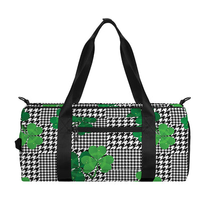 Shamrocks Houndstooth Pattern Print Gym Bag