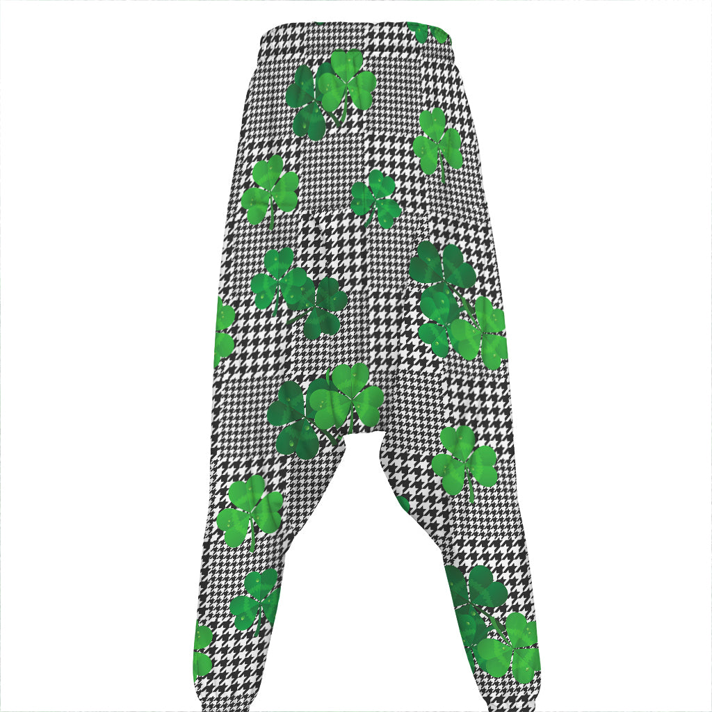 Shamrocks Houndstooth Pattern Print Hammer Pants