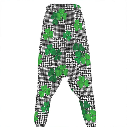 Shamrocks Houndstooth Pattern Print Hammer Pants