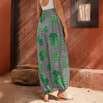Shamrocks Houndstooth Pattern Print Harem Pants