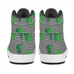 Shamrocks Houndstooth Pattern Print High Top Leather Sneakers