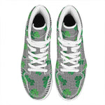 Shamrocks Houndstooth Pattern Print High Top Leather Sneakers