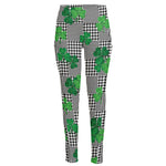 Shamrocks Houndstooth Pattern Print High-Waisted Pocket Leggings