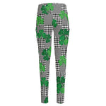 Shamrocks Houndstooth Pattern Print High-Waisted Pocket Leggings