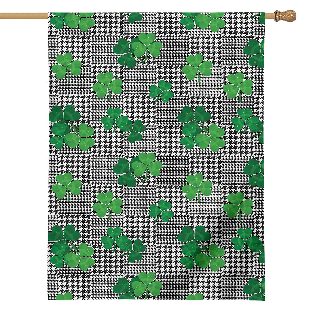 Shamrocks Houndstooth Pattern Print House Flag