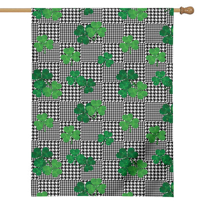 Shamrocks Houndstooth Pattern Print House Flag