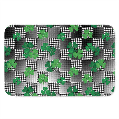 Shamrocks Houndstooth Pattern Print Indoor Door Mat