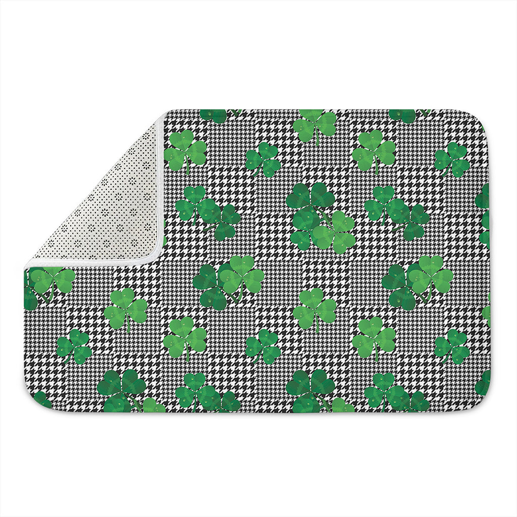 Shamrocks Houndstooth Pattern Print Indoor Door Mat