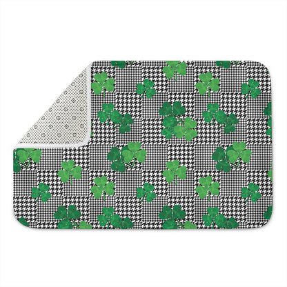 Shamrocks Houndstooth Pattern Print Indoor Door Mat