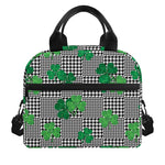 Shamrocks Houndstooth Pattern Print Insulated Lunch Bag