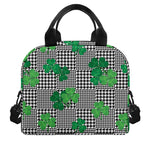 Shamrocks Houndstooth Pattern Print Insulated Lunch Bag