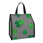 Shamrocks Houndstooth Pattern Print Insulated Lunch Tote