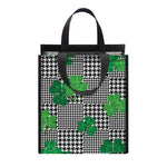 Shamrocks Houndstooth Pattern Print Insulated Lunch Tote