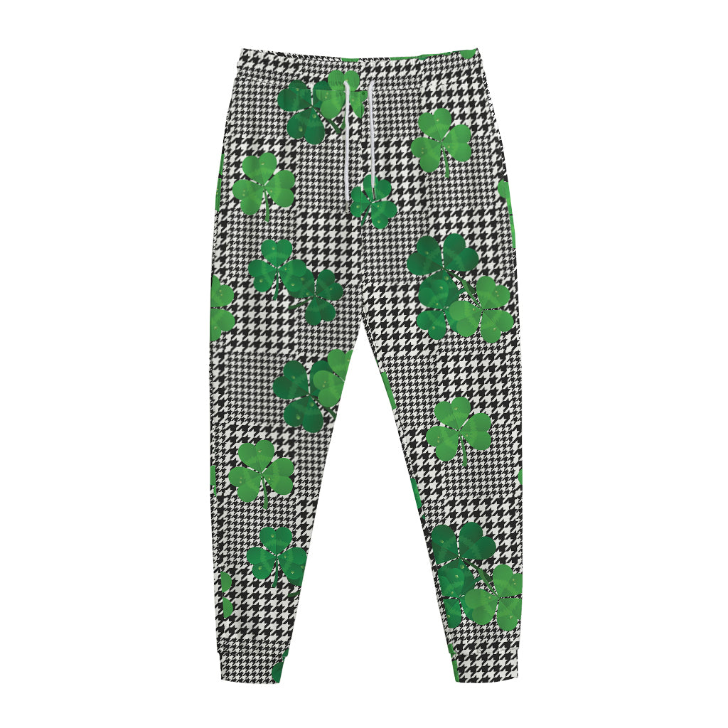 Shamrocks Houndstooth Pattern Print Jogger Pants