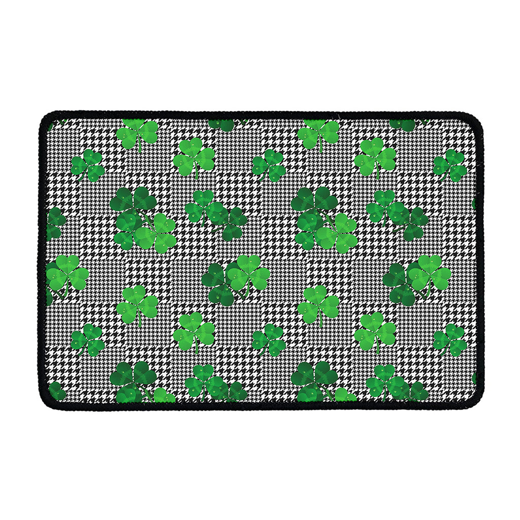 Shamrocks Houndstooth Pattern Print Kitchen Mat
