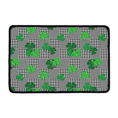 Shamrocks Houndstooth Pattern Print Kitchen Mat