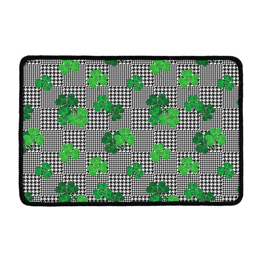 Shamrocks Houndstooth Pattern Print Kitchen Mat