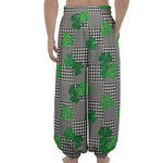 Shamrocks Houndstooth Pattern Print Lantern Pants