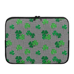 Shamrocks Houndstooth Pattern Print Laptop Sleeve