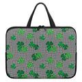Shamrocks Houndstooth Pattern Print Laptop Sleeve With Handle