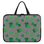 Shamrocks Houndstooth Pattern Print Laptop Sleeve With Handle