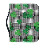 Shamrocks Houndstooth Pattern Print Leather Bible Cover
