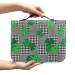 Shamrocks Houndstooth Pattern Print Leather Bible Cover