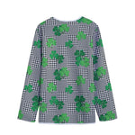 Shamrocks Houndstooth Pattern Print Long Sleeve Short Coat