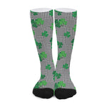 Shamrocks Houndstooth Pattern Print Long Socks
