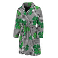 Shamrocks Houndstooth Pattern Print Men's Bathrobe
