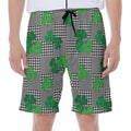 Shamrocks Houndstooth Pattern Print Men's Beach Shorts