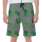 Shamrocks Houndstooth Pattern Print Men's Beach Shorts