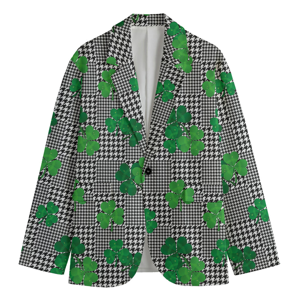 Shamrocks Houndstooth Pattern Print Men's Blazer