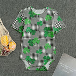 Shamrocks Houndstooth Pattern Print Men's Bodysuit