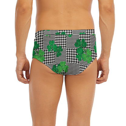Shamrocks Houndstooth Pattern Print Men's Briefs