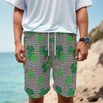 Shamrocks Houndstooth Pattern Print Men's Cargo Shorts