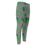 Shamrocks Houndstooth Pattern Print Men's Compression Pants