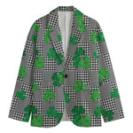 Shamrocks Houndstooth Pattern Print Men's Cotton Blazer