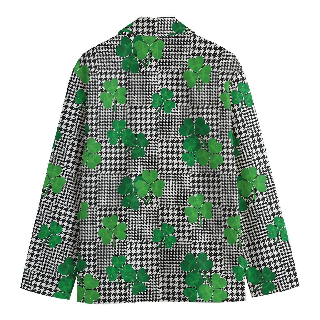 Shamrocks Houndstooth Pattern Print Men's Cotton Blazer