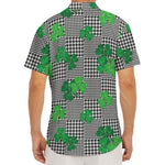 Shamrocks Houndstooth Pattern Print Men's Deep V-Neck Shirt