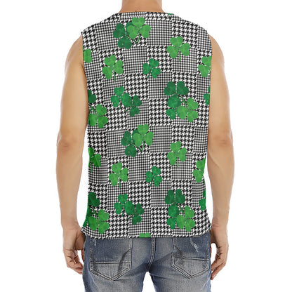 Shamrocks Houndstooth Pattern Print Men's Fitness Tank Top