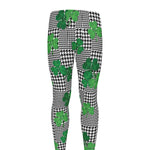 Shamrocks Houndstooth Pattern Print Men's leggings