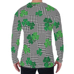 Shamrocks Houndstooth Pattern Print Men's Long Sleeve T-Shirt