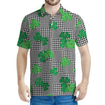 Shamrocks Houndstooth Pattern Print Men's Polo Shirt